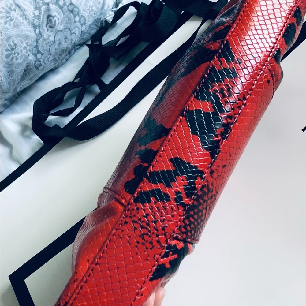 Calvin Klein | Leather Framed Python Embossed Clu… - image 4